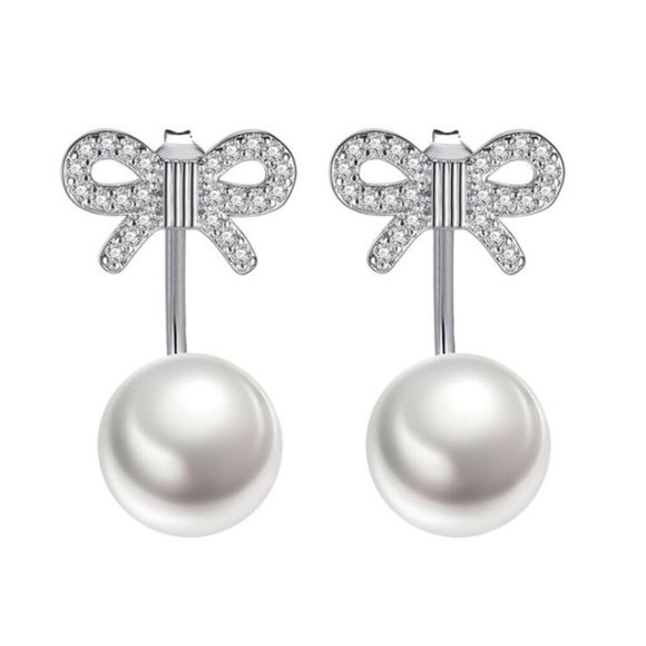 "925 Sterling Silver Drop Dangle Bow Earrings For Women, I775 - Picture 1 of 6
